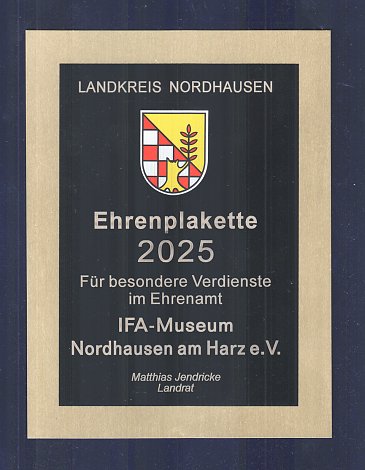 Ehrenplakette f&uuml;r Ehrenamt 2025 (Foto: IFA-Museum)
