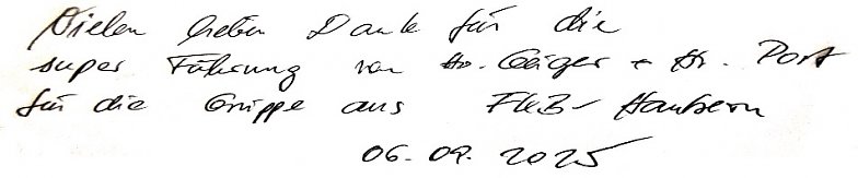 Eintrag von Ingo Linsel in das Besuchertagebuch (Foto: W. Geiger)